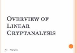 Overview of Linear Cryptanalysis PowerPoint Presentation