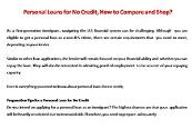 Personal Loans for No Credit, How to Compare and Shop Powerpoint Presentation