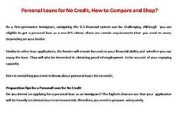 Personal Loans for No Credit, How to Compare and Shop Powerpoint Presentation