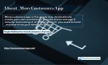 Ecommerce Website Builder-MoreCustomersApp PowerPoint Presentation