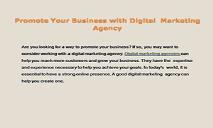 Promote Your Business with Digital Marketing Agency PowerPoint Presentation