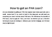 How to get an FHA Loan? Powerpoint Presentation