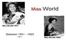 Miss World Winners (Between 1951 to 1960) PowerPoint Presentation