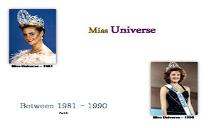 Miss Universe Winners (Between 1981 to 1990) PowerPoint Presentation