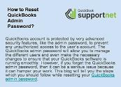 How to Reset QuickBooks Admin Password Powerpoint Presentation