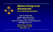 Networking over Bluetooth (overview and issues) PowerPoint Presentation