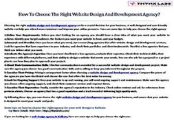 How To Choose The Right Website Design And Development Agency PowerPoint Presentation