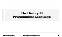 Programming Languages History PowerPoint Presentation