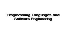 Programmings Languages and Software Engineering PowerPoint Presentation