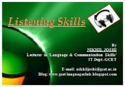 Listenings Skill PowerPoint Presentation