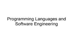 Programming Languages and Software Engineering PowerPoint Presentation