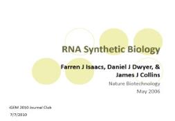 RNA Synthetic Biology PowerPoint Presentation