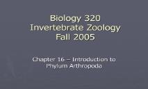 Biology 320 Invertebrate Zoology Fall 2005 PowerPoint Presentation