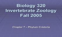 Biology 320 Invertebrate Zoology Falls 2005 PowerPoint Presentation