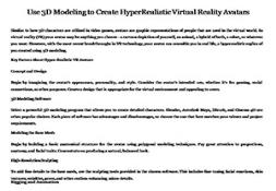 Use 3D Modeling to Create Hyper-Realistic Virtual Reality Avatars Powerpoint Presentation