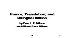 Humor translation PowerPoint Presentation