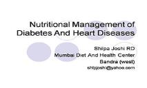 Nutritional Management of Diabetes and Heart Diseases PowerPoint Presentation
