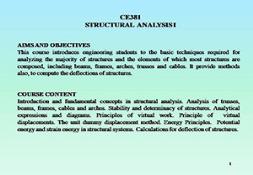 Structural Analysis I PowerPoint Presentation