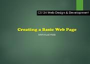 Creating a Basic Web Page Powerpoint Presentation