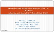 Acute Lymphoblastic Leukaemia (ALL) in Children PowerPoint Presentation