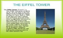 THE EIFFEL TOWER A VIEW PowerPoint Presentation