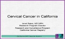 Cervical Cancer in California PowerPoint Presentation