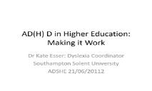 ADHD in Higher Education PowerPoint Presentation