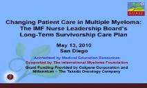 Changing Patient Care in Multiple Myeloma The IMF PowerPoint Presentation