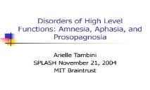 Amnesia Aphasia and Prosopagnosia PowerPoint Presentation