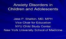 Anxiety Disorders in Children PowerPoint Presentation