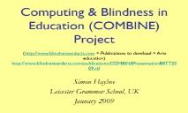 Computing and Blindness in Education PowerPoint Presentation