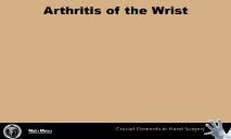 Arthritis of the Wrist PowerPoint Presentation