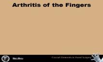 Arthritis of the Fingers PowerPoint Presentation