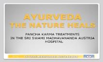 Ayurveda-Sri Swami Madhavananda Austria Hospital PowerPoint Presentation