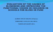 Causes of blindness and functional vision in children PowerPoint Presentation