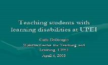 Teaching students with learning disabilities at UPEI PowerPoint Presentation