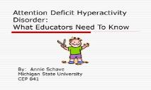 About Attention Deficit Hyperactivity Disorders PowerPoint Presentation