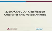 Classification Criteria For Rheumatoid Arthritis PowerPoint Presentation