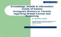 Breast cancer knowledge and practices among immigrant women PowerPoint Presentation