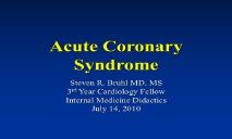 Acute Coronary Syndrome - University of Toledo PowerPoint Presentation