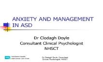 ANXIETY AND MANAGEMENT IN ASD PowerPoint Presentation