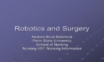 Robotics and Surgery PowerPoint Presentation