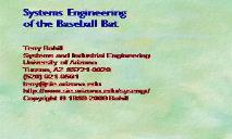 Engineering the sport of baseball PowerPoint Presentation