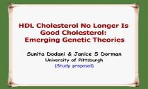 HDL Cholesterol No Longer Is Good PowerPoint Presentation