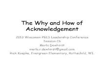 Acknowledgements at the Classroom Level PowerPoint Presentation
