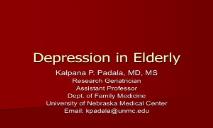 Depression in the Elderly - UNMC PowerPoint Presentation