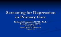 Screening for Depression in Primary Care PowerPoint Presentation