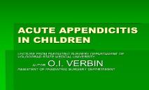 ACUTE APPENDICITIS IN CHILDREN PowerPoint Presentation