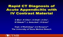 Rapid CT Diagnosis of Acute Appendicitis UTMB Radiology PowerPoint Presentation