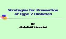 Strategies for Prevention of Type 2 Diabetes PowerPoint Presentation